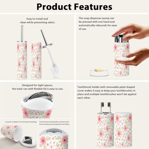Boho Style 6 Piece Bathroom Accessory Set