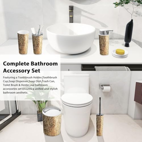 Boho Frosted Glass Bathroom Accessory Set 6 Piece