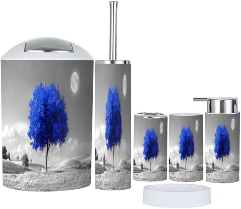 Boho Bathroom Accessory Set 6 Piece Black White
