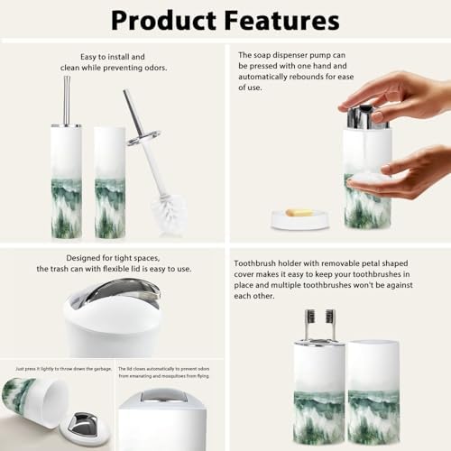 Boho Minimalist Bathroom Accessory Set 6 Pieces