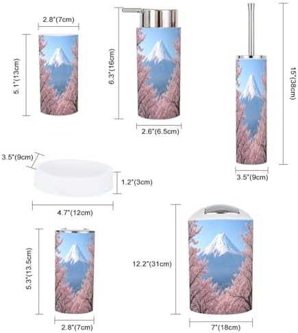 Boho Bathroom Accessory Set 6 Piece Cherry Blossom Design