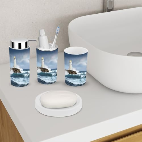 6 Piece Bathroom Accessory Set White Lighthouse Design