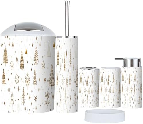 6 Piece Boho Bathroom Accessories Set with Snowflake Design