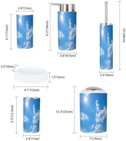 TRANQDEHOM 6-Piece Boho Blue Bathroom Accessory Set