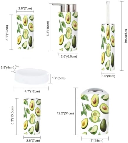 Boho Bathroom Accessory Set 6 Piece Avocado Green