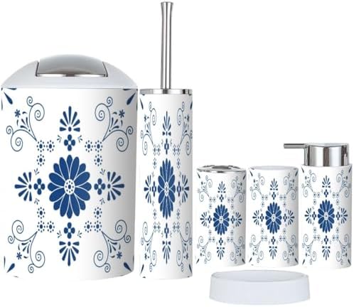 6 Piece Mexican Ceramic Bathroom Accessory Set