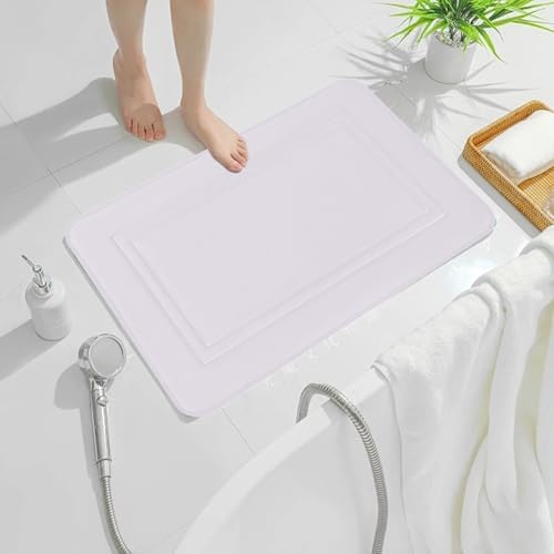 Thick Memory Foam Bath Rug with Velvet Top Non-Slip 24x16 White