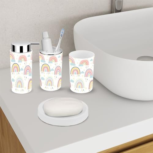 Bathroom Accessory Set 6 Piece Boho Rainbows Decor