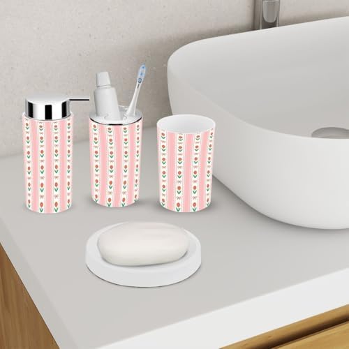 6 Piece Bathroom Accessory Set with Floral Design 1