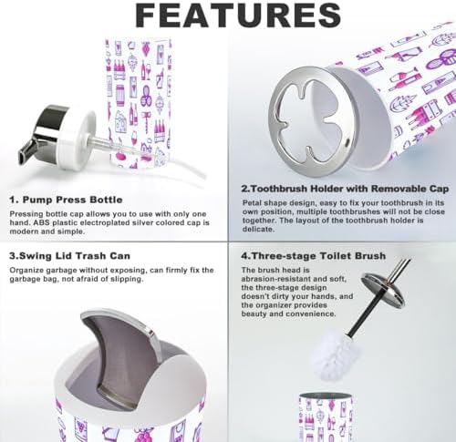 6 Piece Bathroom Accessory Set - Durable Stylish Functional