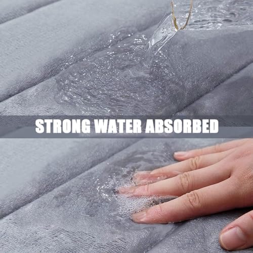 DIANKL Thick Memory Foam Bath Mat Non Slip 16x24 Inch Grey