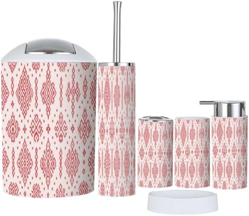 Boho Ikat Bathroom Accessory Set 6 Piece 1