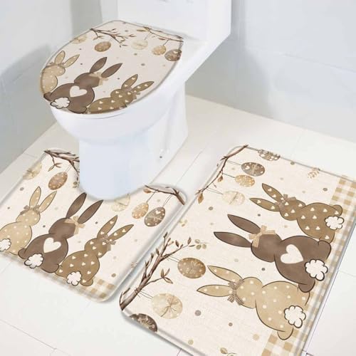 Easter Bath Rug Set with Heart and Bunny Designs