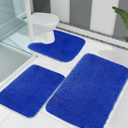 3PCS Soft Bath Mat Set - Non-Slip Thick Machine Washable