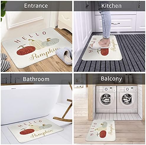Hello Fall Pumpkin Bath Mat Rug for Bathroom