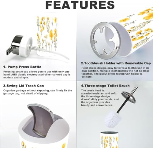 Stylish 6 Piece Bathroom Accessories Set