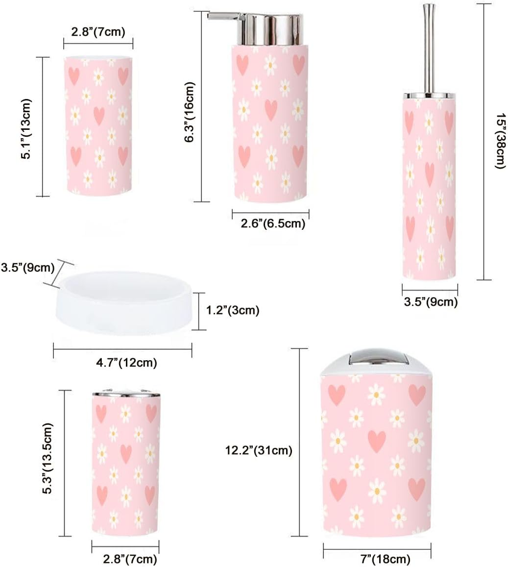 Boho Bathroom Accessory Set 6 Pieces Decorative