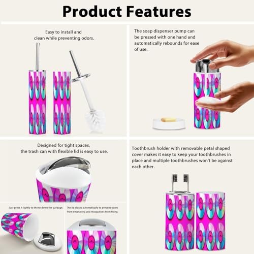 Boho Shiny Disk Bathroom Accessory Set of 6