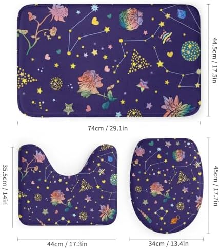 Kuizee 4-Piece Shower Curtain Set with Rugs and 12 Hooks 1