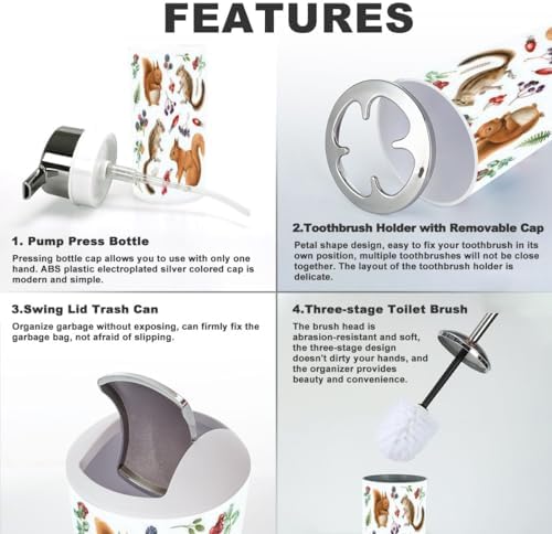 Squirrel Chipmunk Bathroom Accessory Set 6 Piece