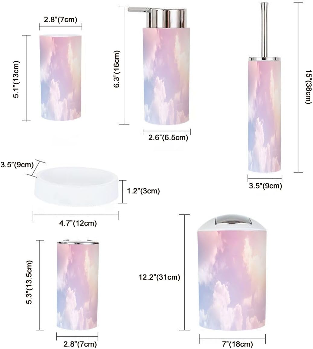 Boho Pastel Sky Bathroom Accessory Set 6 Piece