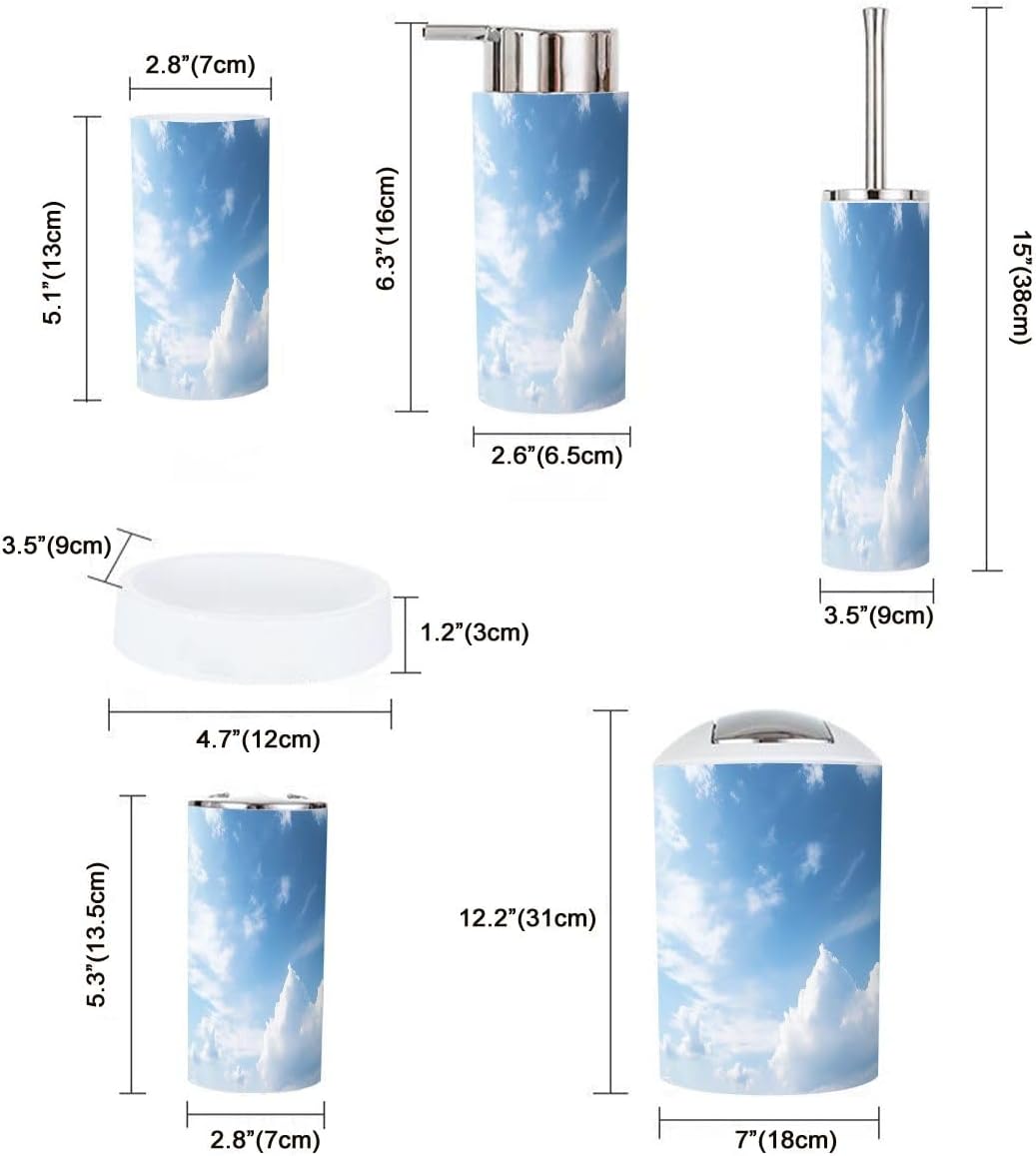 Boho White Bathroom Accessories Set 6 Piece