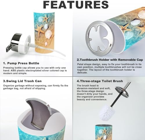 6 Piece Bathroom Accessory Set with Starfish Design