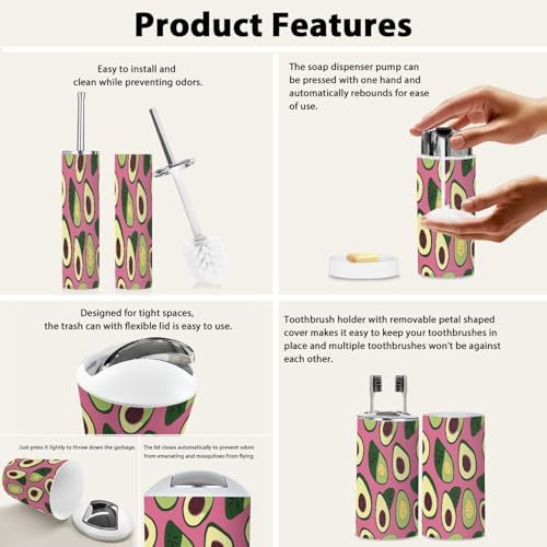 Boho Avocado Bathroom Accessory Set 6 Piece