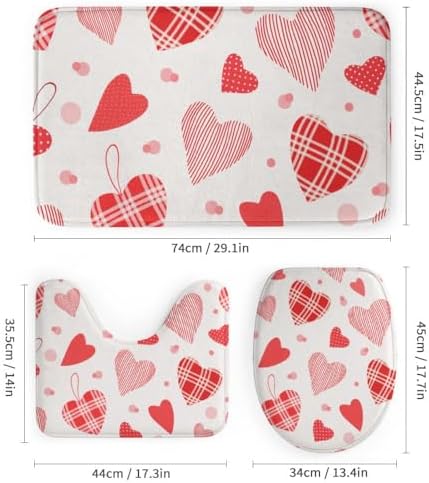 Kuizee Valentines Day Shower Curtain Set with 4 Rugs