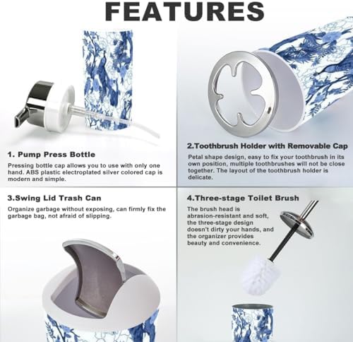 6 Piece Chinoiserie Style Bathroom Accessories Set 1
