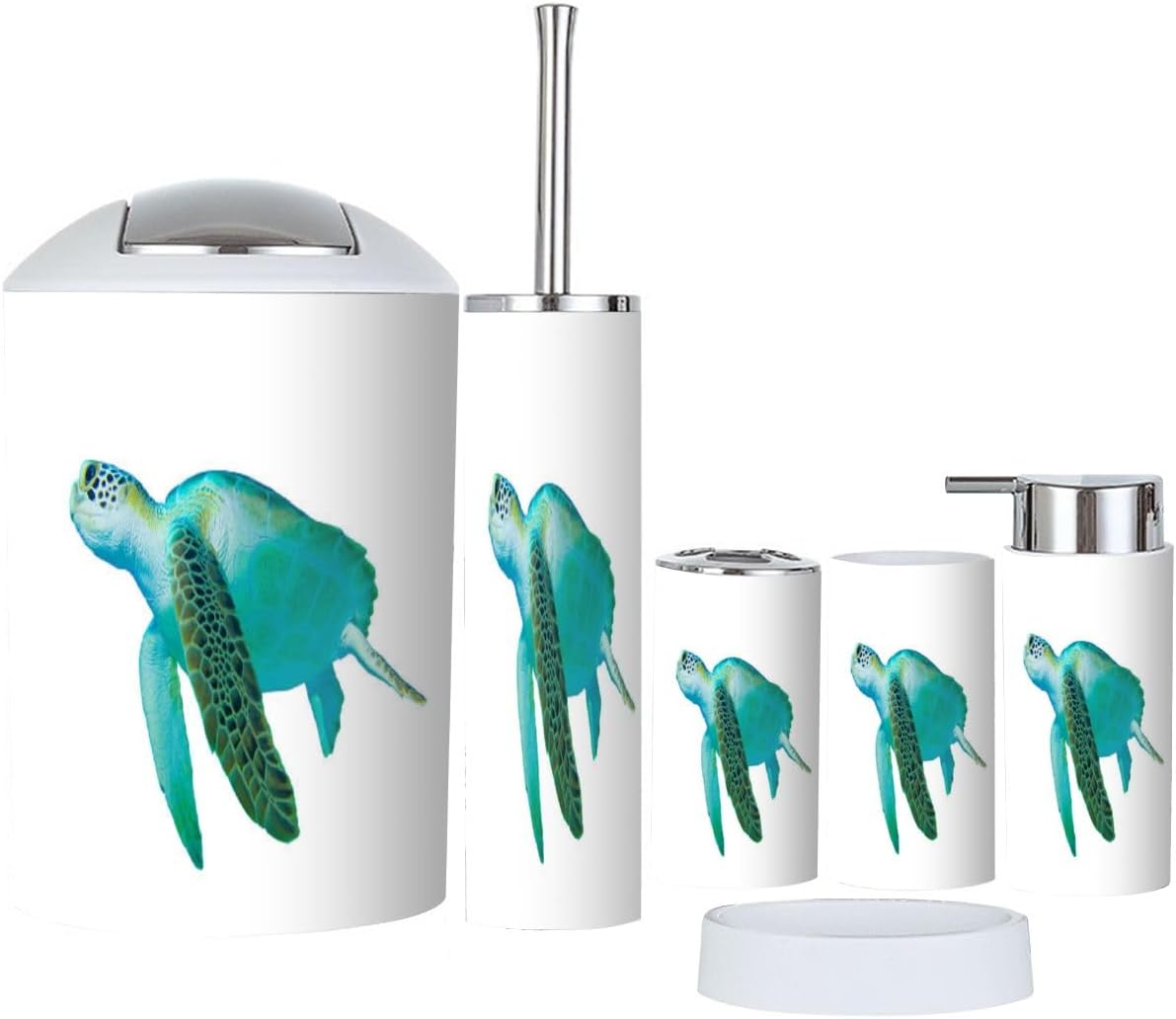6-Piece Sea Turtle Bathroom Accessories Set
