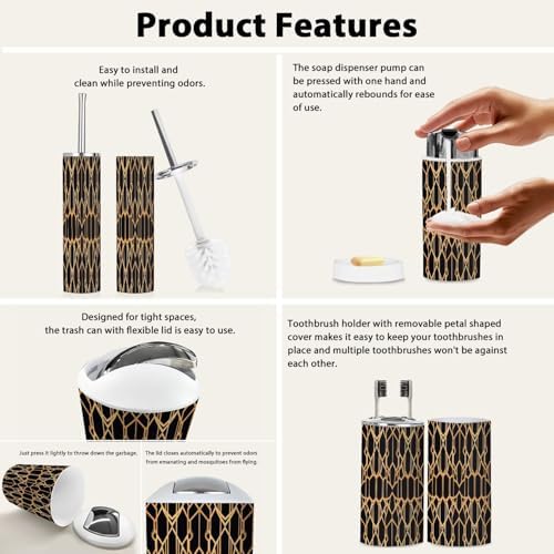 Boho Geometric Bathroom Accessory Set 6 Piece 1