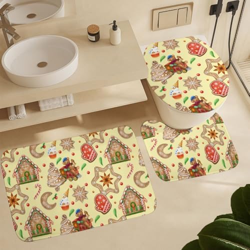 Kuizee 4 Piece Christmas Bear Bathroom Set