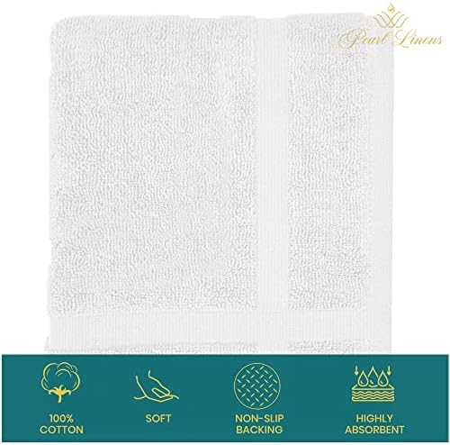 Pearl Linens 12-Pack Cotton Bath Mats White 18x25in