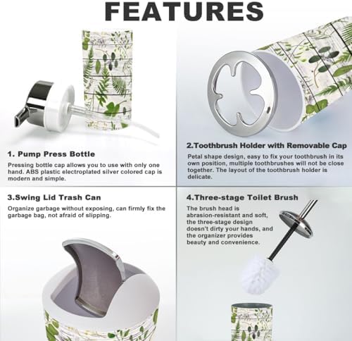 Eucalyptus Greenery Bathroom Accessory Set 6 Piece