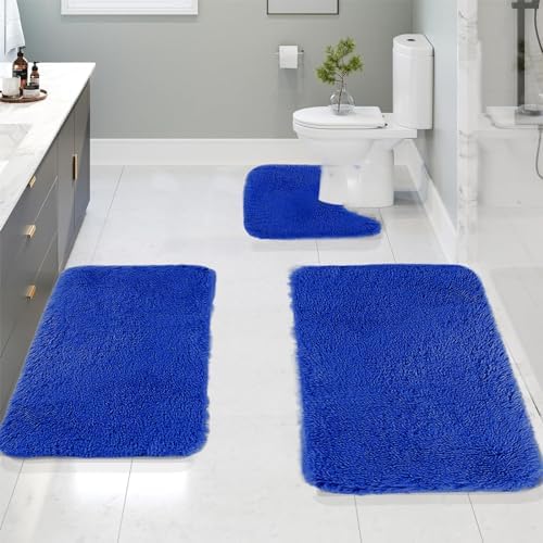 3PCS Soft Bath Mat Set - Non-Slip Thick Machine Washable