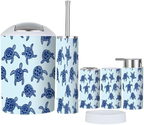 Boho Sea Turtle Bathroom Accessory Set 6 Piece