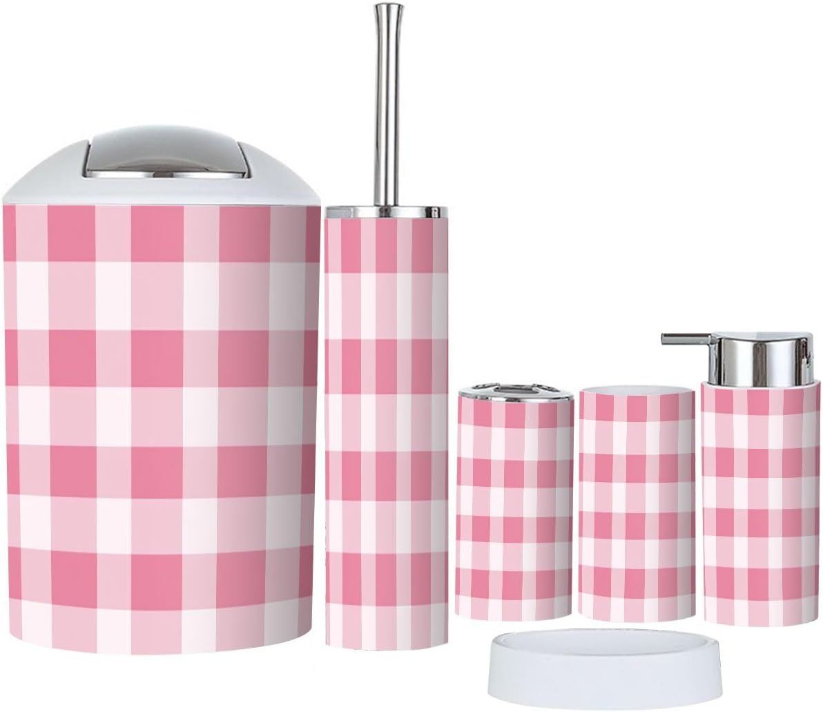 Boho Plaid Bathroom Accessory Set 6 Piece