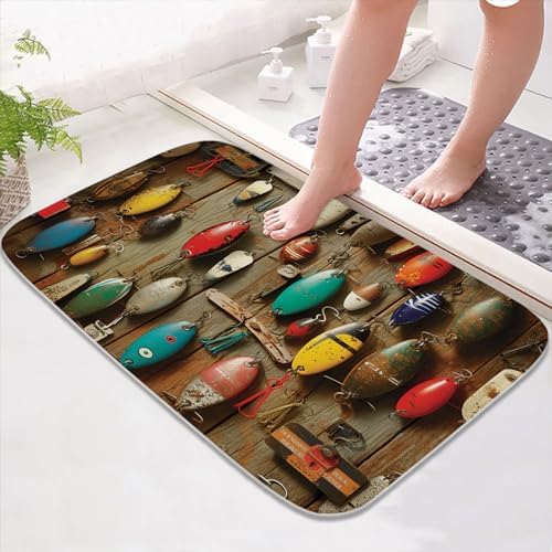 Winteriew Funny Fish Bath Rug 16x24 Non Slip