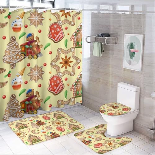 Kuizee 4 Piece Christmas Bear Bathroom Set