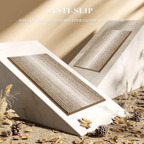 BSICPRO Bath Rugs Set - 2 Piece Non Slip Chenille Mats