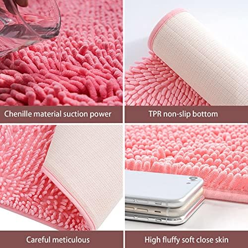 Soft Thick Chenille Bathroom Rug 20x12 Inch Non Slip