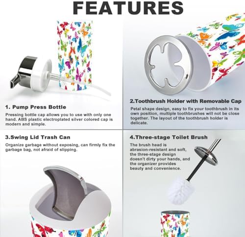 6 Piece Colorful Bathroom Accessory Set
