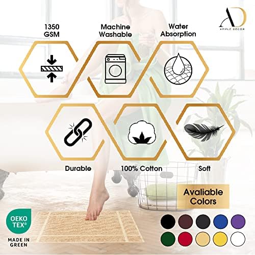 Ample Decor Cotton Bath Mats 2 Pack - Brown