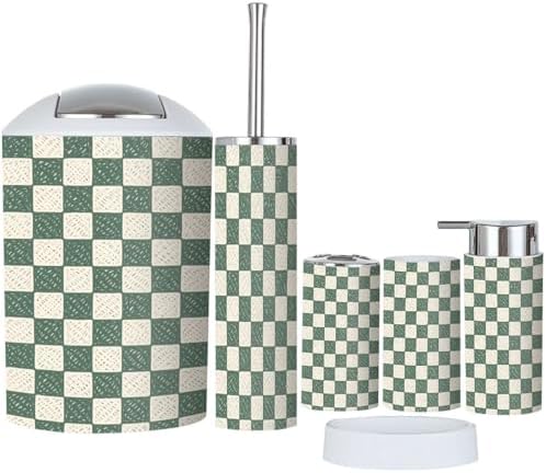 Boho Checkerboard Bathroom Accessory Set of 6
