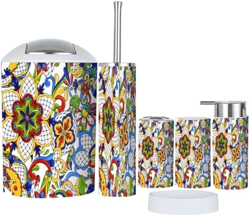 Mexican Talavera Bathroom Accessory Set 6 Piece