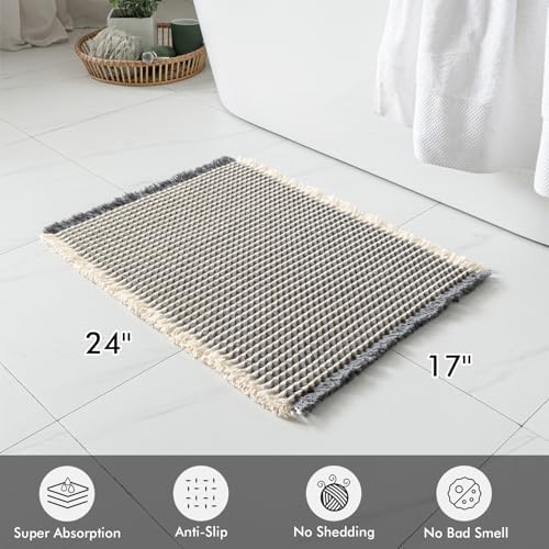MIULLEE Waffle Bath Mats Set of 2 Extra Soft Non Slip