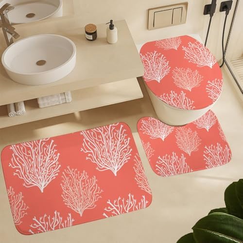 Kuizee 4 Piece Shower Curtain Set with Non-Slip Rugs and 12 Hooks