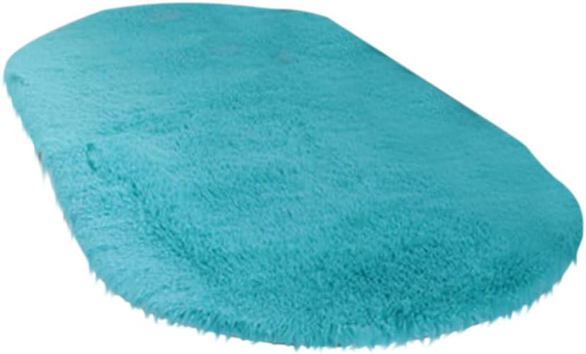Soft Bedroom Area Rug Oval Memory Foam Bath Floor Mat Blue