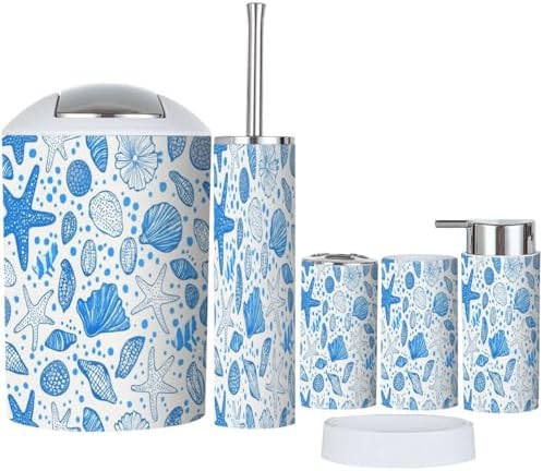 Boho Sea Bottom Bathroom Accessory Set 6 Piece